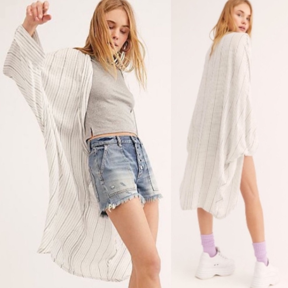 Free People Beach House Striped Kimono